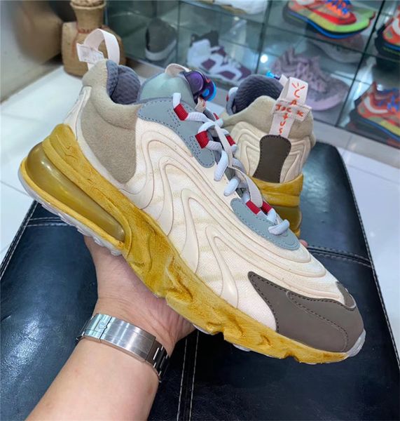 

2020 ct2864-200 travis scott x air react light cream dark hazel mica men running shoes sports sneakers authentic