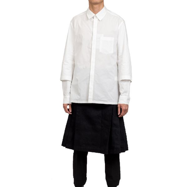 

new design double-sleeve men's shirt singer's costume, White;black