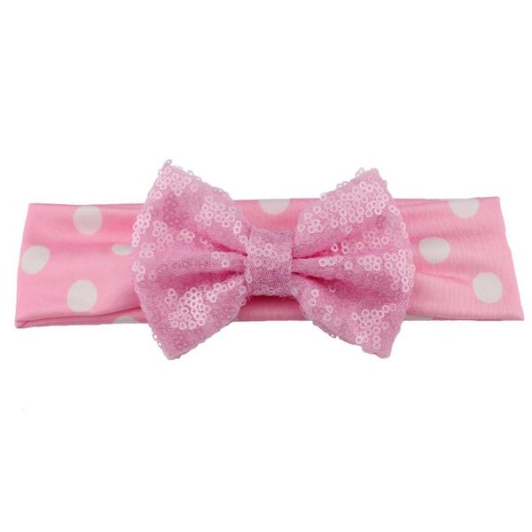 

pcs/lot , mouse 4'' big sequins bow headband for girls hair accessories new kids girls dot elastic headbands, Slivery;white