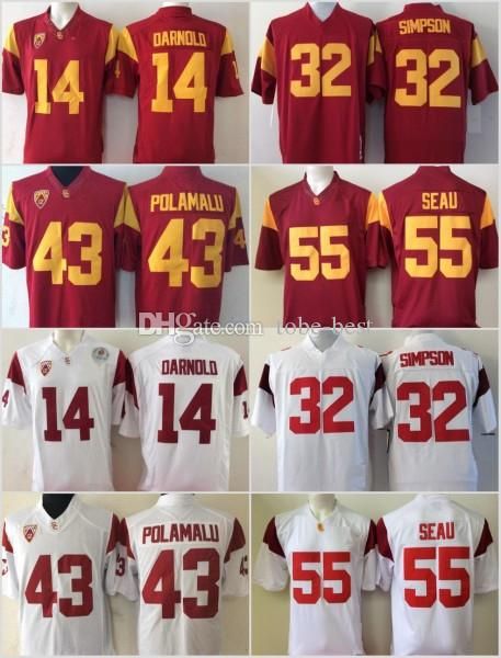 

ncaa usc trojans 14 sam darnold reggie bush juju smith-schuster adoree' jackson troy polamalu oj simpson junior seau college football j, Black