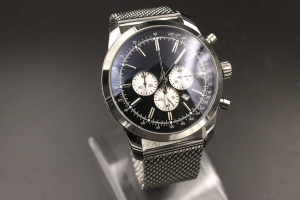 

watch 2019 new products men's blue dial stainless steel case strap digital watch montreux hommme watch 1884 navitimer collection, Slivery;brown