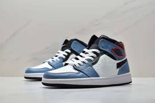 

with box)2019 facetasm 1 mid fearless basketball shoes men women white light blue 1s sneakers