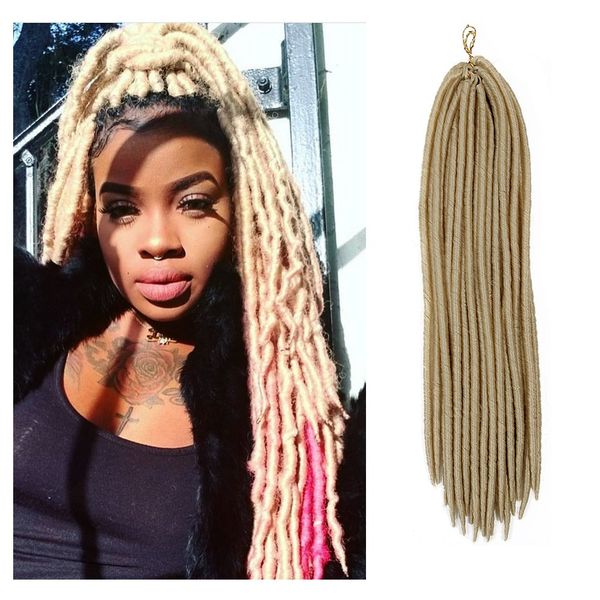 

18" goddess locs crochet hair braids synthetic hair extensions faux locs kanekalon fiber braiding synthetic hair extension soft dreadlo, Black