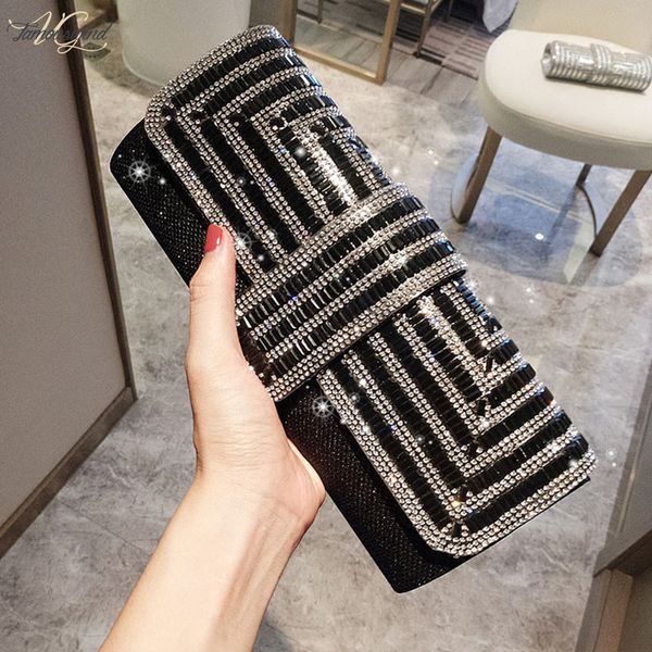 

black clutch women party evening bag hasp rhinestone wedding clutch purse female envelop shoulder bag bolso zd1460