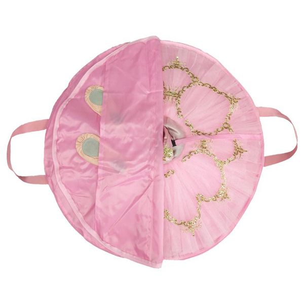 

foldable double zipper kids large pancake style storage ballet tutu bag with handle waterproof oxford cloth soft round flexible, Black;red