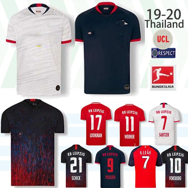 

19 20 werner rbl soccer jerseys leipziges sabitzer 2019 2020 forsberg halstenberg shirts poulsen lookman soccer shirt, Black;yellow