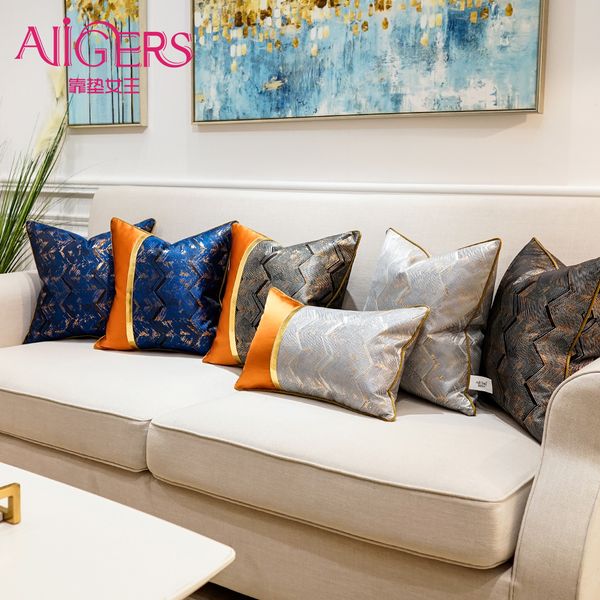 

avigers luxury striped patchwork navy blue gold gray decorative pillow cases cushion covers for sofa bedroom living rooms