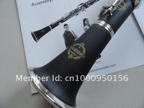 Alta Qualidade Nova Chegada Suzuki 17 Keys BB Clarinete Bakelite Níquel Banhado B Plano Clarinete Instrumentos Musicais Com Caso Frete Grátis