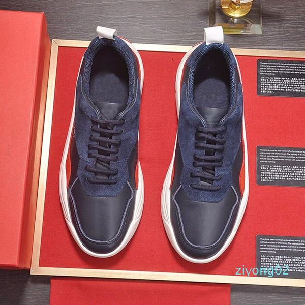 

luxury mens casual fashion outdoor platform footwears zapatos de hombre round toe gumboy calfskin sneaker vl665 chaussures pour hommes z02, Black