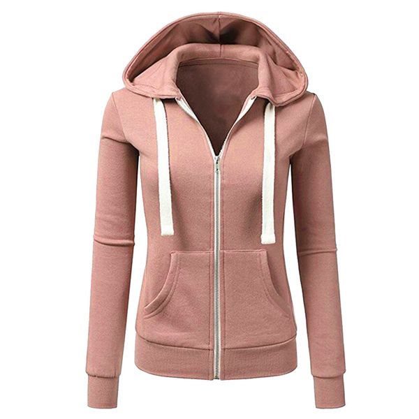 

feitong basic jacket women zipper long sleeves patchwork solid color hooded jacket 2019 spring autumn female casual sporty coat, Black;brown