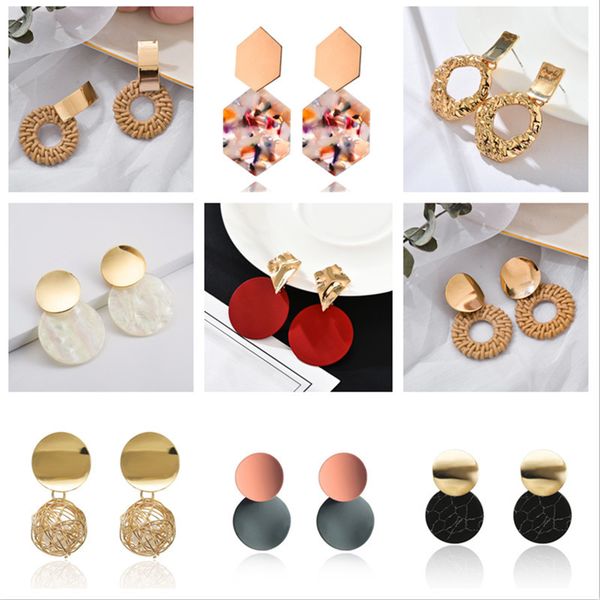 

2019 hand woven earrings for women round geometric statement vintage gold color pendant earrings fashion weddings jewelry, Silver