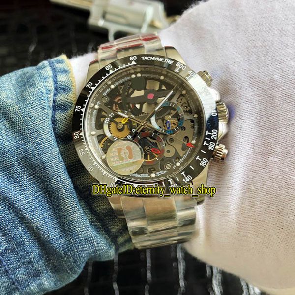 

version116500 78590 ceramic bezel skeleton dial refit 4130 automatic mechanical 116520 mens watch sapphire steel case sport watches, Slivery;brown