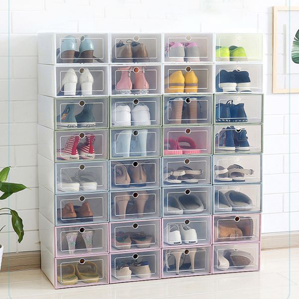 

33*24*13cm multi color plastic transparent flip drawer type shoe storage box living room sundry case house supplies