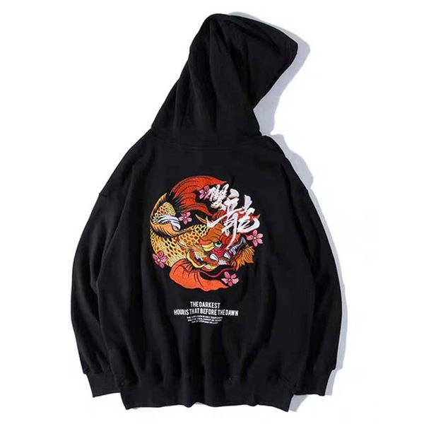 

wholesale hoodies dragon japanese hoodie drop shipping sweatshirt streetwear hoodies pullover sportswear warm clothes, Black
