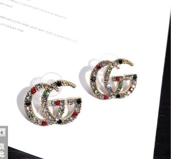 

european fashion letters g earrings gold silver plated ear studs double-g earddrop for w52omen girl party jewelry, White