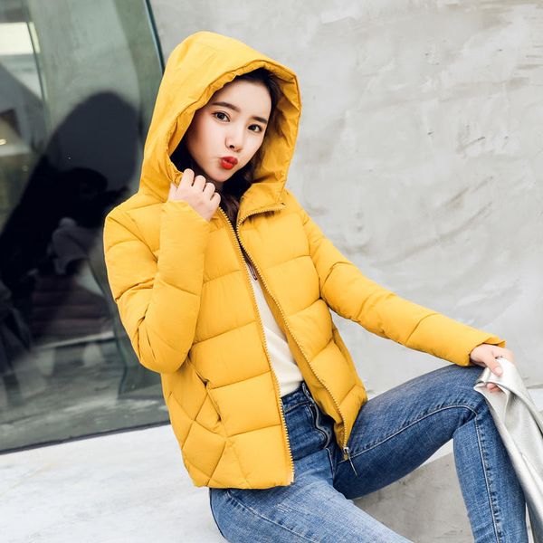 

autumn winter jacket women plus size parkas thicken outerwear hooded coats short slim jacket long sleeve ladies coats q669, Tan;black