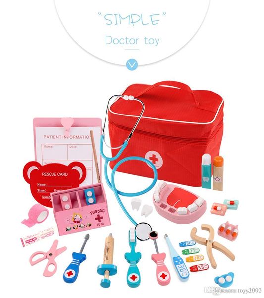 Set di giocattoli da medico per casa da gioco per bambini Borsa per simulazione puzzle scatola di medicinali Kit medico per iniezione simulata di infermiera Per bambini