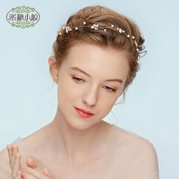 

свадьба из бисера жемчужный подарок женщина леди алмаз цветок лист волос украшения для невесты актерского начала выпускной yy-25, Slivery;golden