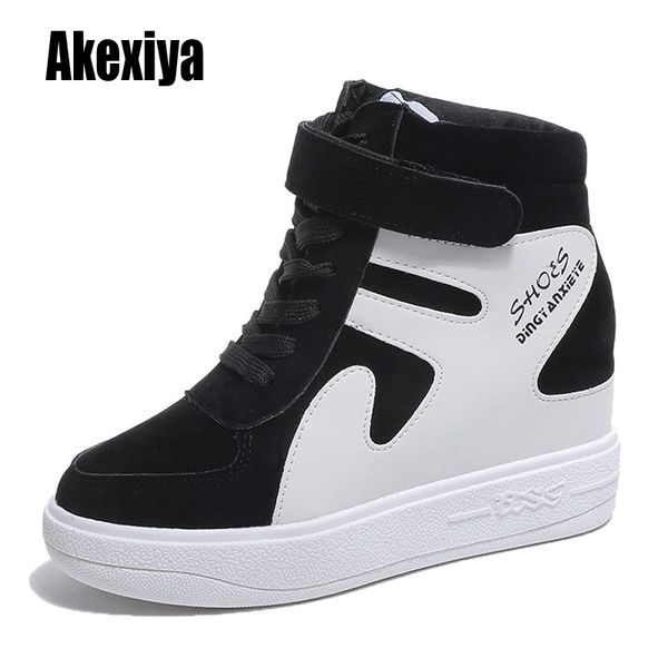 

new high sneakers women lace-up casual shoes with fur warm flat platform footwear student solid winter cotton shoes k953, Black