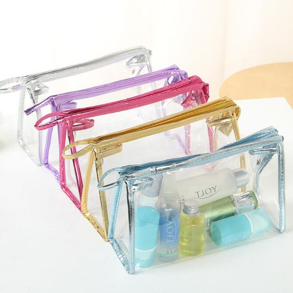 Limpar Transparente plástico PVC viagem cosmético compo de Higiene Pessoal Bag Zipper Waterproof Mulheres saco de armazenamento LX1857