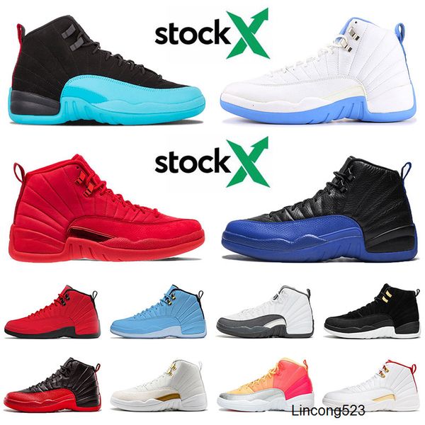 

12 12s new jumpman mens basketball shoes xii ovo white gamma blue punch reverse taxi nylon sneakers size 13, Black