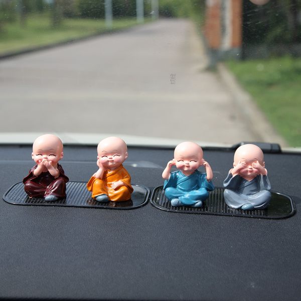 

4pcs/set monk car ornament maitreya buddha figure doll gift auto dashboard decoration pendants charms accessories