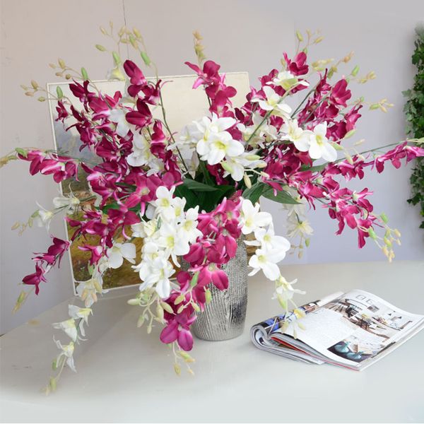 

1pc artificial orchid flowers branch silk cattleya flower butterfly orchid for home wedding dining table decor fake flower a1453