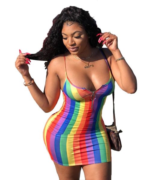 

summer new strapless women dresses rainbow vertical sling bodycon strap mini dresses, Black;gray
