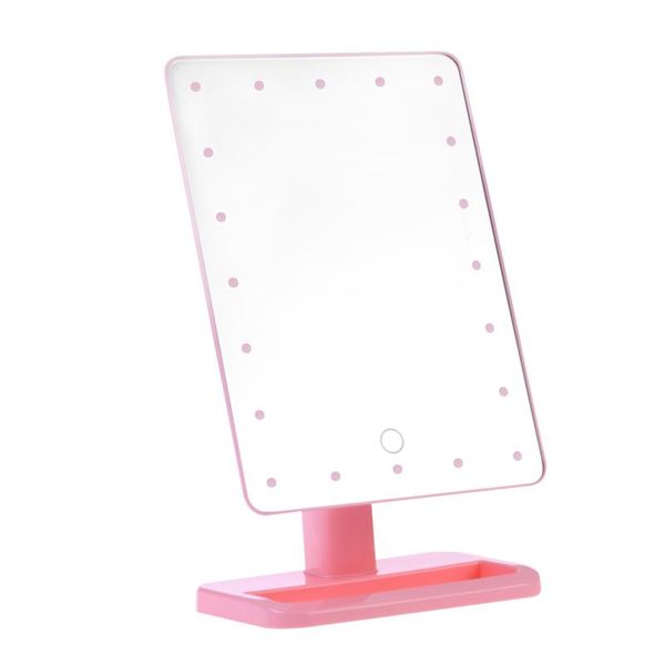 

20 led lights makeup mirror touch screen lighted tablecosmetic mirror (pink