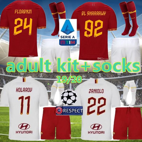 

2019 2020 as roma home away soccer jerseys men kit 19 20 dzeko totti rome jersey camisetas football shirt de rossi farewell uniforms, Black
