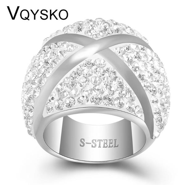 

wholesale 316l stainless steel ring with x design fashion crystal jewelry women gift wedding rings for party accessories, Golden;silver