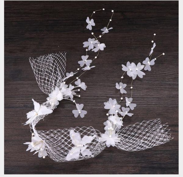 Nastro per capelli con fiori a rete estetica coreana Nastro per capelli con nappa accessorio per abito da sposa da sposa