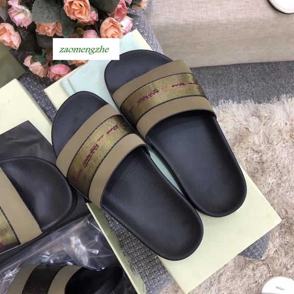 

горячая дизайнерской продажа роскоши off повседневной обуви крытые тапочки пляжа белой печать возлюбленной обувь с коробкой, Black