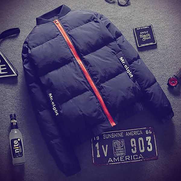 

2019 new parka men jacket winter letter printed solid color bread suit warm winter jackets mens bubble coat streetwear 50nx70, Black