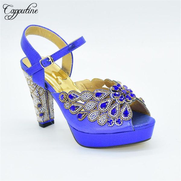 

latest royal blue high heel lady sandal shoes with rhinestones for wedding/party 88-27 heel height 11cm, Black