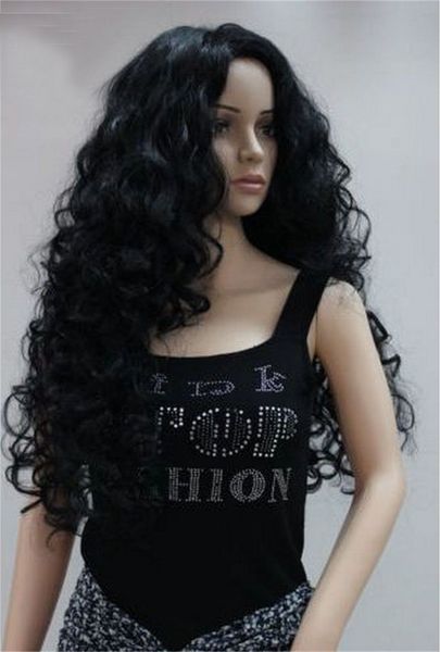 

maui cosplay wig long curly synthetic black wig