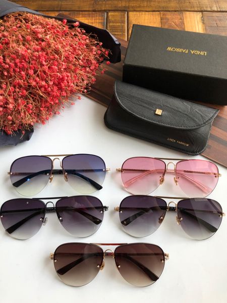 

linda farrow lfl3 brand design sunglasses women men retro brand designer good quality fashion metal oversized sunglasses, White;black