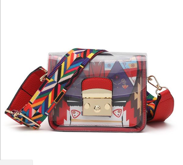 

2019 chain transparent bag women laser purse bag ladies clutch shoulder bags pvc crossbody female transparent sac handbags