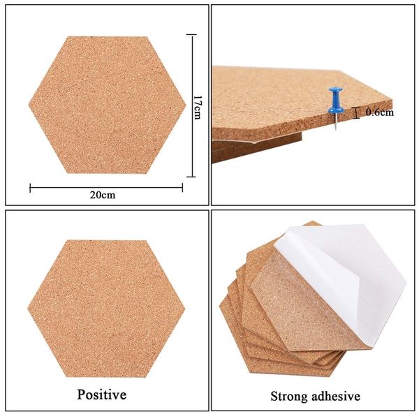 

горячая 5 pack шестигранной cork board с 50 шт pins self клей diy доска объявления мини стенового bulletin boards для картин pho других домо