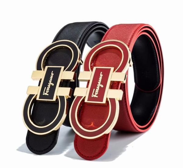 

young men and women leather pure cowhide belt belt men's fashion belt men's and women's new customer purchase rate is ultra h, Black;brown