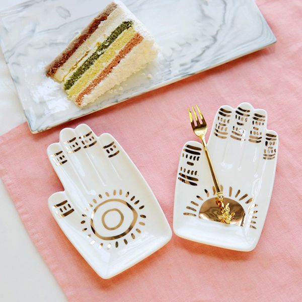

nordic ceramic watermelon palm small jewelry dish earrings necklace ring storage plates fruit dessert display bowl decoration