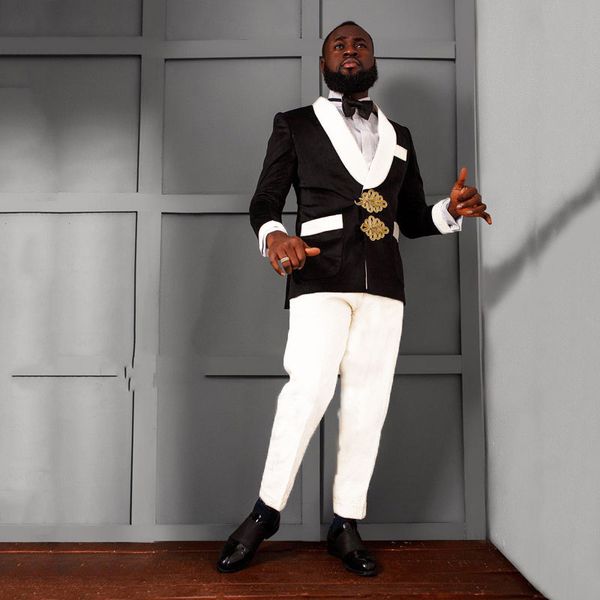 

white shawl design black suits for men wedding tuxedo groom wear groomsmen blazer man outfit 2piece terno masculino trajes de hombre, Black;gray