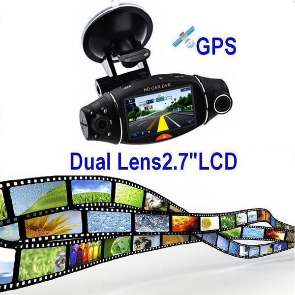 

car dvr gps dual camera hd 1080p night vision dual lens dvr recorder dash cam 2.7 inches video recorder