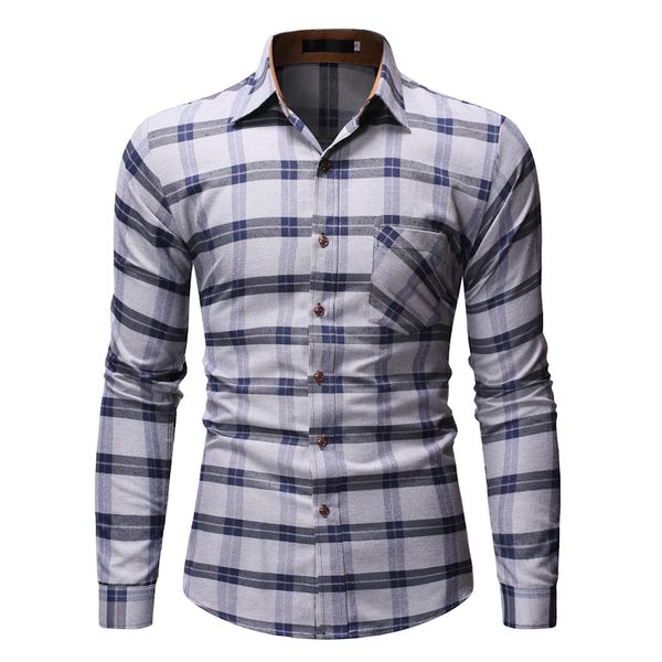 

10 paragraph autumn men's new classic plaid casual long sleeve shirt, White;black