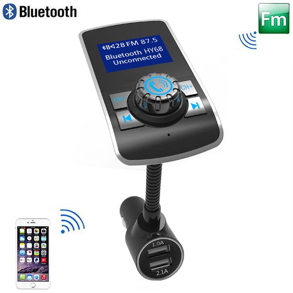 

1.44 display screen car songs fm transmitter support hands dual usb car charger wma/mp3/flac format songs tf card functions