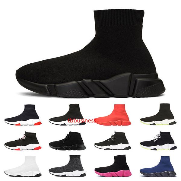 

2020 men designer shoes speed trainer socks triple black white glitter womens flat fashion casual platform sports sneakers size 36-45