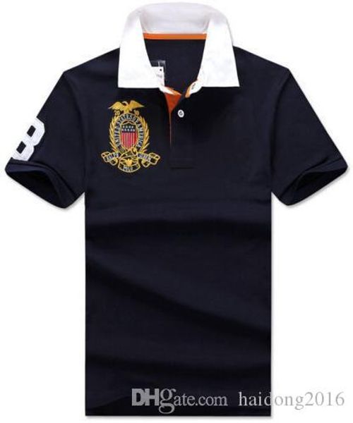 

summer new fashion polo t-shirts big pony turn down collar spring casual polo shirts short sleeve polos cotton tees size s-xxl, White;black