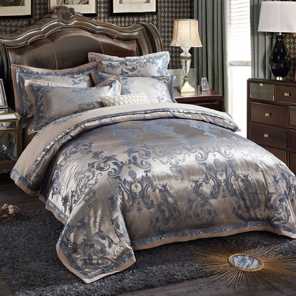 

classic retro bedding set 4pcs blended sheets duvet quilt cover pillowcase  jacquard embroidered home bedding 4pcs