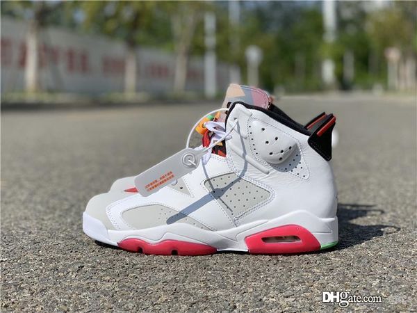 

new authentic air high 6 hare basketball shoes men women neutral grey white true red black 6s trainers sneakers ct8529-062 with original box