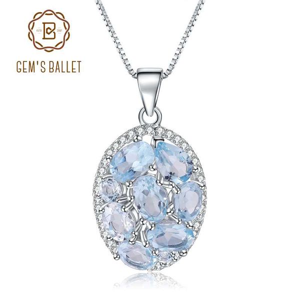 

gem's ballet 3.90ct natural sky blue z gemstone pendant necklace for women 925 sterling silver oval collier fine jewelry
